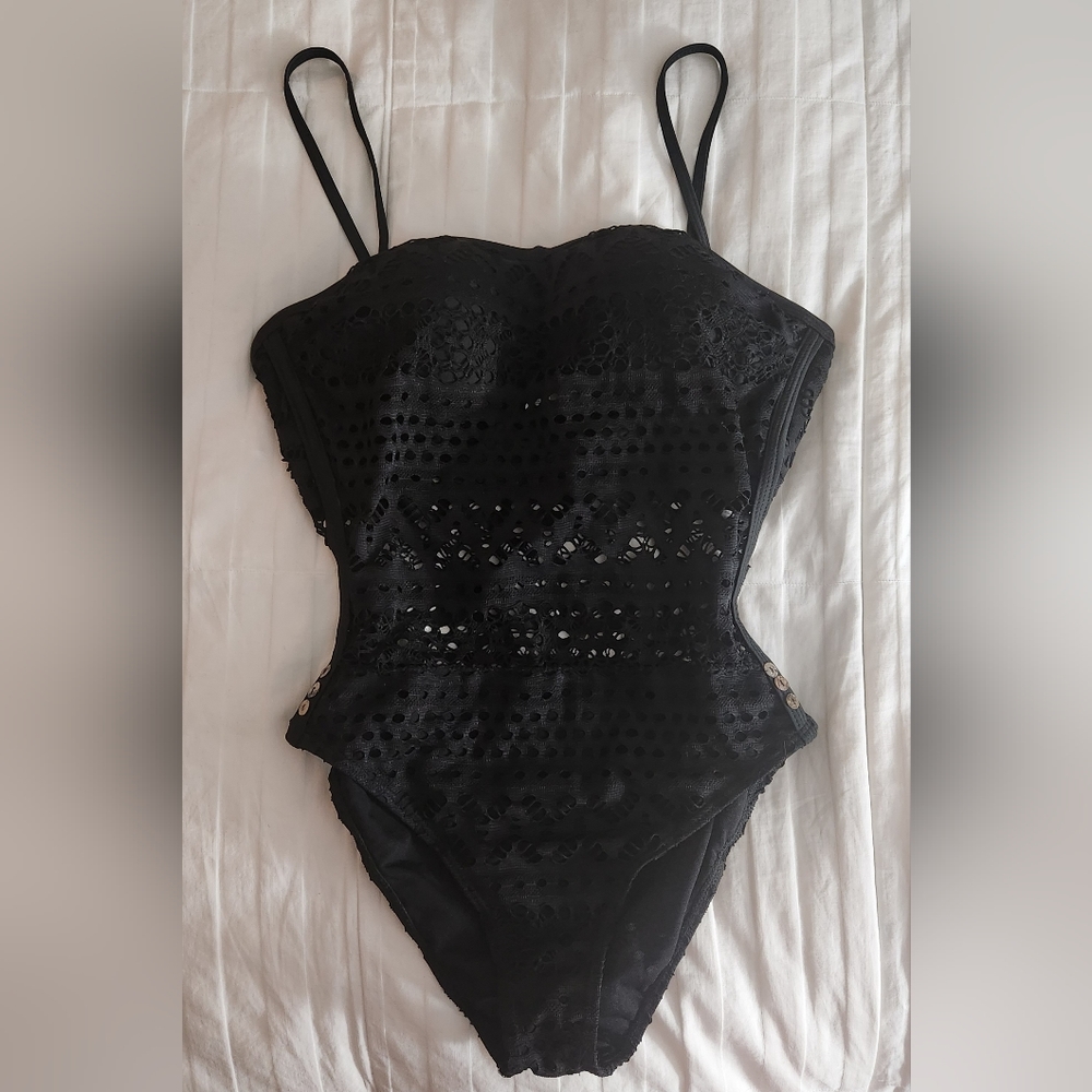 Black mesh swimsuit